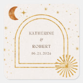 hemelsterren maan bruiloft servetten vierkante sticker (Voorkant)