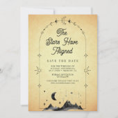  hemelsterren maansikkel bruiloft save the date (Voorkant)