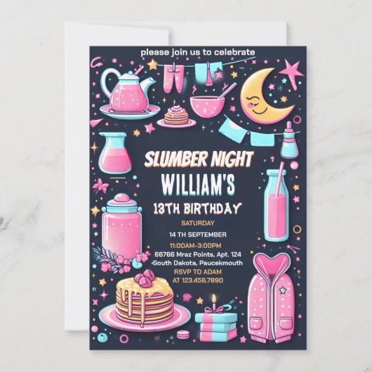 hemelsterren Sleepover Slumber Party 13e verjaarda Kaart (Voorkant)