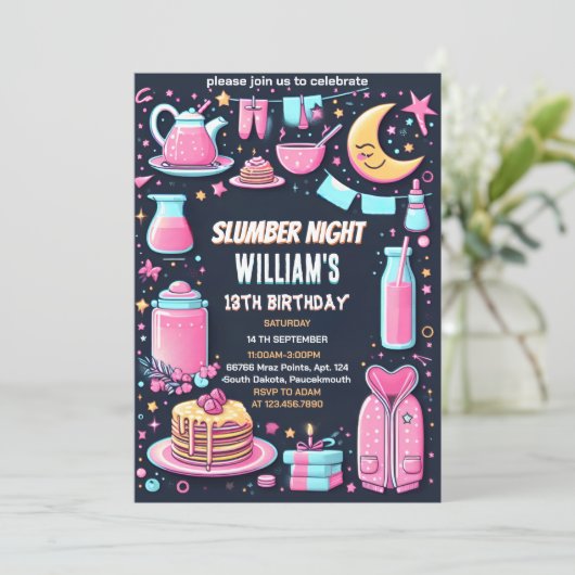 hemelsterren Sleepover Slumber Party 13e verjaarda Kaart (Staand voorkant)
