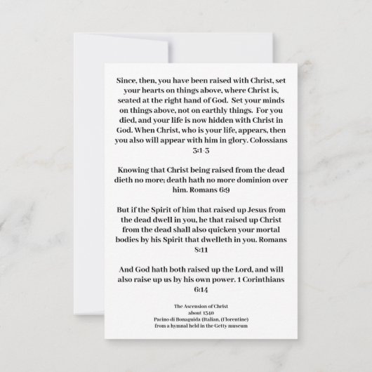 Hemelvaart van Jezus Christus Houder Bedankkaart (Achterkant)