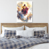 Hemelvaart van Jezus - Waterverf kerstkunst Canvas Afdruk (Insitu (Slaapkamer))