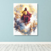 Hemelvaart van Jezus - Waterverf kerstkunst Canvas Afdruk (Insitu (Houten vloer))