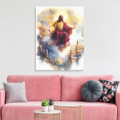 Hemelvaart van Jezus - Waterverf kerstkunst Canvas Afdruk (Insitu (Woonkamer))
