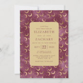 Hemelvaart Waterverf Bourgondië Goud Moons Bruilof Kaart (Voorkant)