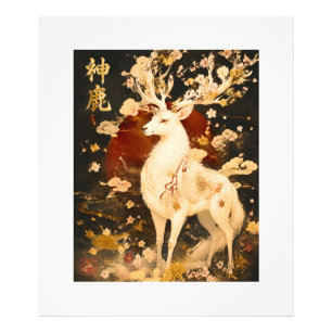 Hemelwit hert Japanse mythologie-kunst Foto Afdruk