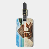 Hemelwolf op beach throw pillow bagagelabel (Voorkant verticaal)