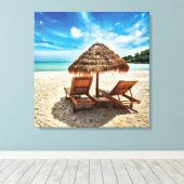 Hemelwolf op beach throw pillow canvas afdruk (Insitu (Houten vloer))