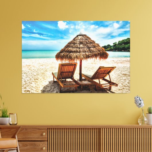 Hemelwolf op beach throw pillow canvas afdruk (Insitu (Woonkamer))