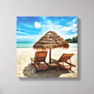 Hemelwolf op beach throw pillow canvas afdruk