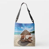 Hemelwolf op beach throw pillow crossbody tas (Achterkant)