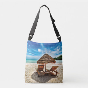 Hemelwolf op beach throw pillow crossbody tas