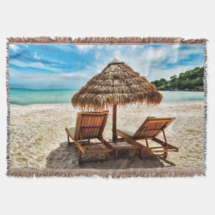 Hemelwolf op beach throw pillow deken