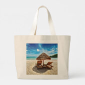 Hemelwolf op beach throw pillow grote tote bag (Achterkant)