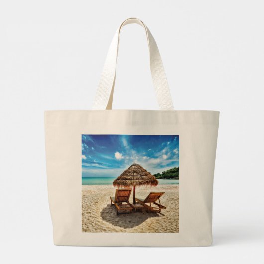 Hemelwolf op beach throw pillow grote tote bag (Achterkant)