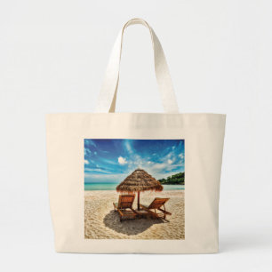 Hemelwolf op beach throw pillow grote tote bag