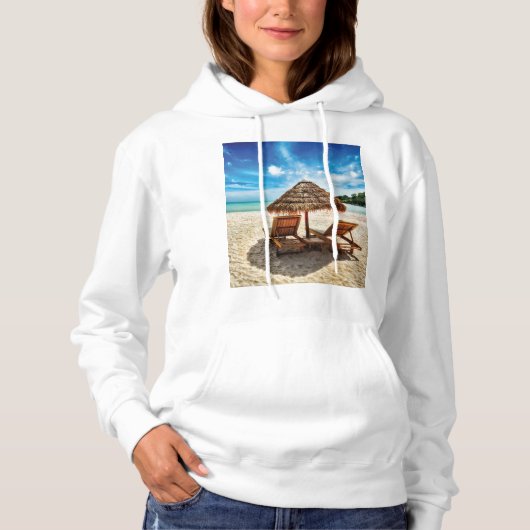 Hemelwolf op beach throw pillow hoodie (Voorkant)