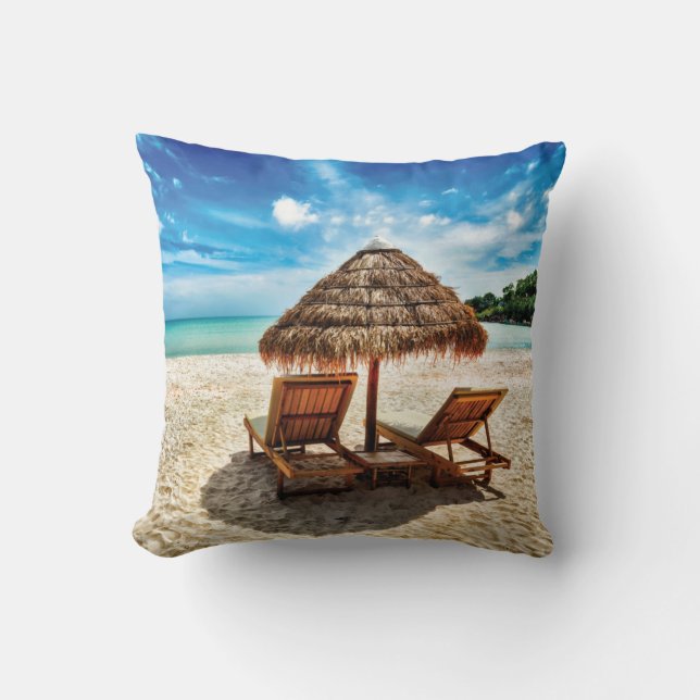 Hemelwolf op beach throw pillow kussen (Voorkant)