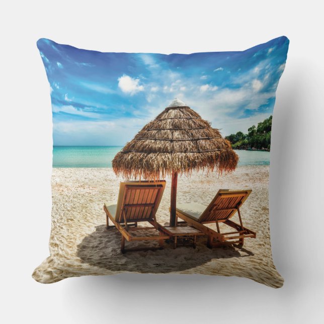 Hemelwolf op beach throw pillow kussen (Voorkant)