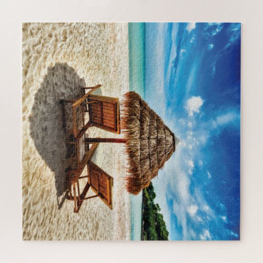 Hemelwolf op beach throw pillow legpuzzel (Horizontaal)
