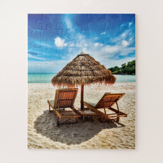 Hemelwolf op beach throw pillow legpuzzel (Verticaal)