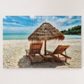 Hemelwolf op beach throw pillow legpuzzel (Horizontaal)