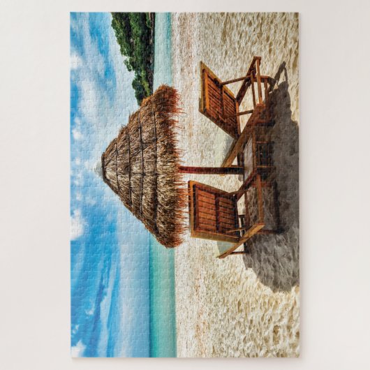 Hemelwolf op beach throw pillow legpuzzel (Verticaal)