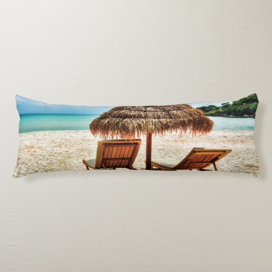Hemelwolf op beach throw pillow lichaamskussen (Voorkant)