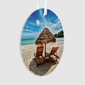 Hemelwolf op beach throw pillow ornament (voorkant)