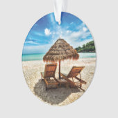 Hemelwolf op beach throw pillow ornament (voorkant)