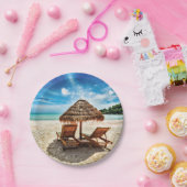 Hemelwolf op beach throw pillow papieren bordje (Feest)