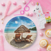 Hemelwolf op beach throw pillow papieren bordje (Feest)