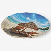 Hemelwolf op beach throw pillow papieren bordje (Gekanteld)