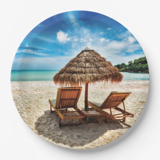 Hemelwolf op beach throw pillow papieren bordje (Voorkant)
