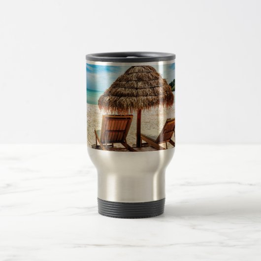 Hemelwolf op beach throw pillow reisbeker (Center)