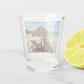 Hemelwolf op beach throw pillow shot glas (Achterkant)