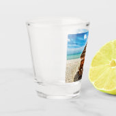 Hemelwolf op beach throw pillow shot glas (Links)