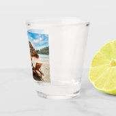 Hemelwolf op beach throw pillow shot glas (Rechts)