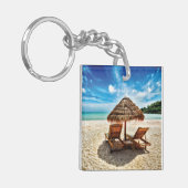 Hemelwolf op beach throw pillow sleutelhanger (Voorkant Links)