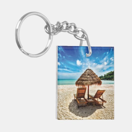 Hemelwolf op beach throw pillow sleutelhanger (Voorkant Links)