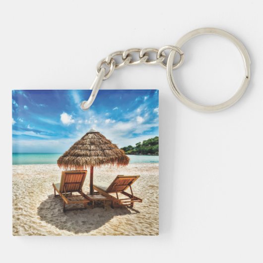 Hemelwolf op beach throw pillow sleutelhanger (Achterkant)