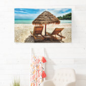 Hemelwolf op beach throw pillow spandoek (Insitu)