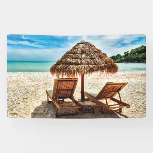 Hemelwolf op beach throw pillow spandoek (Horizontaal)