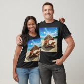 Hemelwolf op beach throw pillow t-shirt (Unisex)