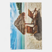Hemelwolf op beach throw pillow theedoek (Verticaal)