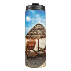 Hemelwolf op beach throw pillow thermosbeker