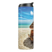 Hemelwolf op beach throw pillow thermosbeker (Gedraaid links)