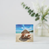 Hemelwolf op beach throw pillow vierkante visitekaartje (Staand voorkant)