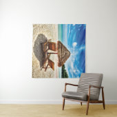 Hemelwolf op beach throw pillow wandkleed (In Situ (horizontaal))