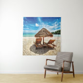 Hemelwolf op beach throw pillow wandkleed (In situ)